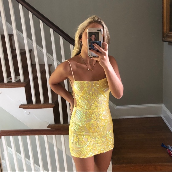 Dresses & Skirts - Lucy in the sky yellow sequence dress